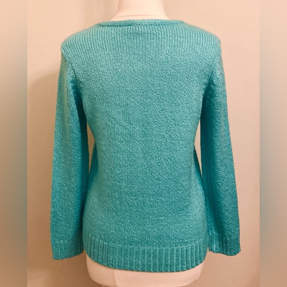 Haymaker Vintage Caribbean Blue Button Down Long Sleeve Knit Cardigan Sweater M - Picture 6 of 9